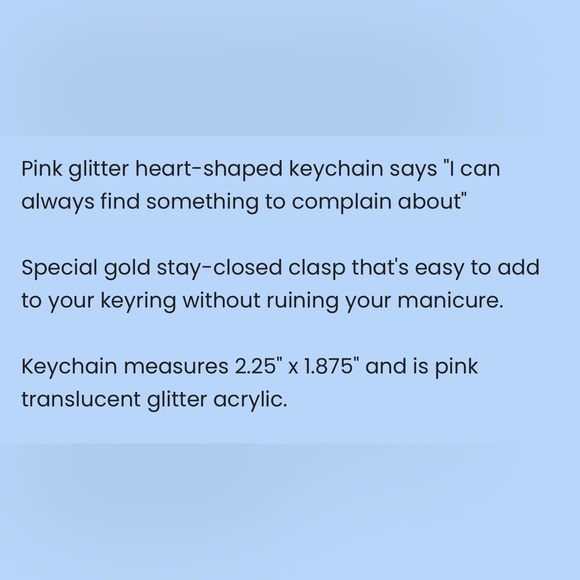 NWOT A Shop of Things Pink/Black Acrylic Heart “Complain” Keychain - Picture 5 of 5